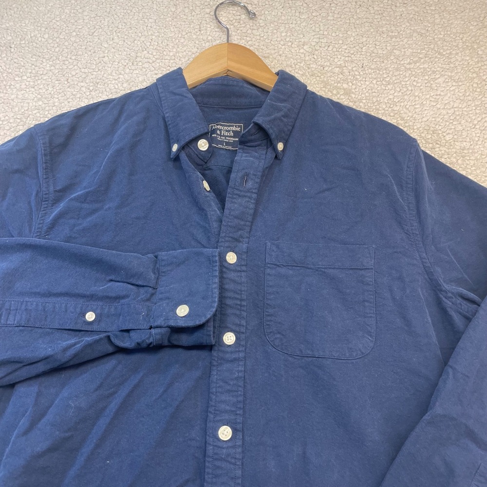 Abercrombie & Fitch Button Down flannel Mens L Blue Long Sleeve Pocket Shirt